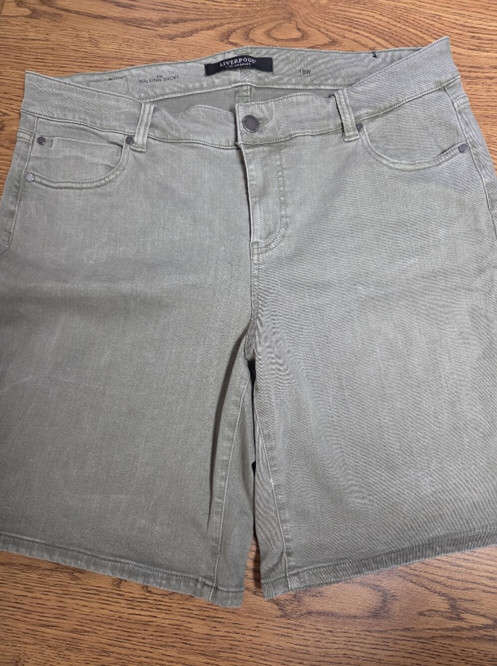 Liverpool Olive Green Denim Walking Shorts Size 18W